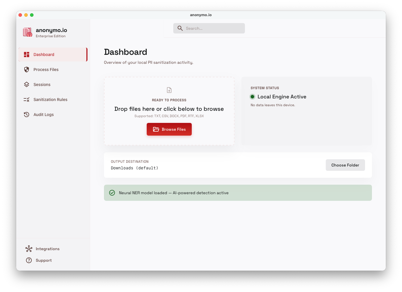 Anonymo — Dashboard